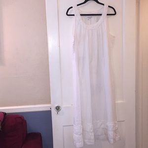 100% Cotton White Sleeveless Summer Boho Dress